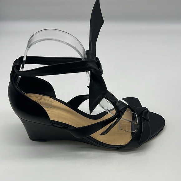 Alexandre Birman - Lolita Giana Anabela Black Leather Bow Embellished Wedge 38 - Picture 5 of 15